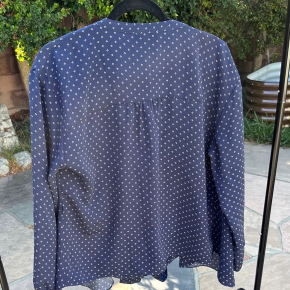 J. Crew Blouse Blue White Foulard Dot Wrap Style Size Medium - Picture 4 of 10